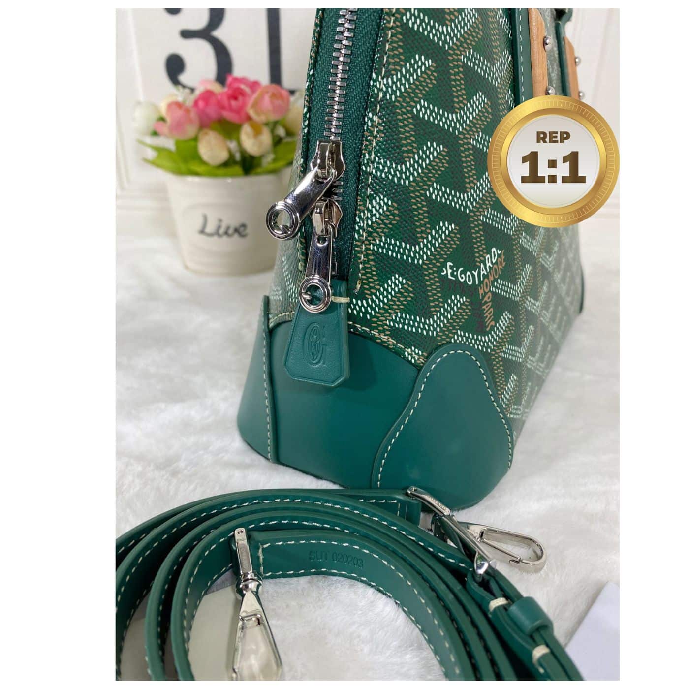 1:1 Replica Goyard Vendome Mini Bag Green/Navy Blue For Women 9.1in/23cm VENDOSMINTY01CL03P - Image 9