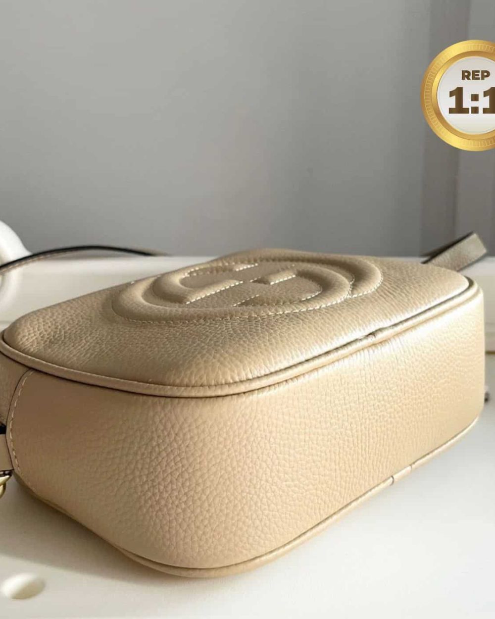 1:1 Replica Gucci Soho Small Disco Bag Beige For Women 8in/21cm GG 308364