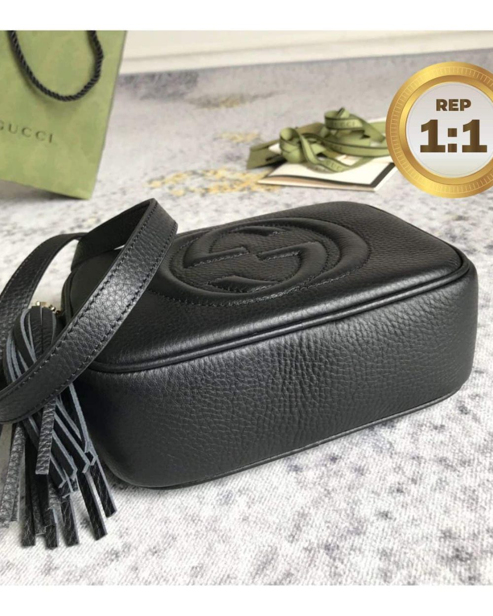 1:1 Replica Gucci Soho Small Disco Bag Black For Women 8in/21cm GG 308364