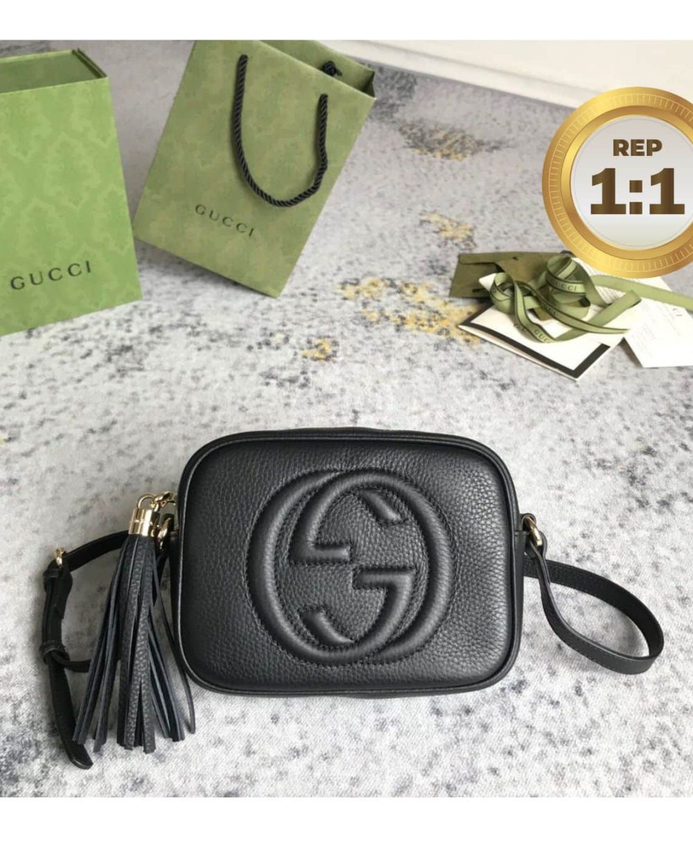 1:1 Replica Gucci Soho Small Disco Bag Black For Women 8in/21cm GG 308364