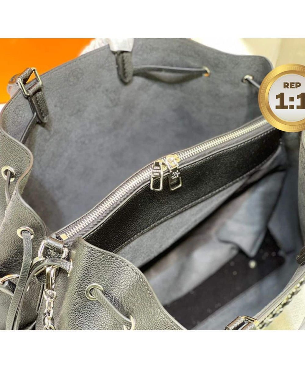 1:1 Replica Louis Vuitton Bella Tote Mahina Black For Women 12.6in/32cm LV M59200