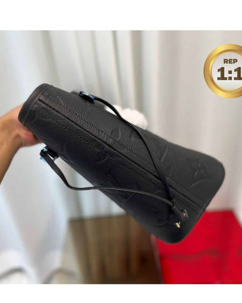 1:1 Replica Louis Vuitton Neverfull MM Tote Bag Black For Women 12.2in/31cm M45685