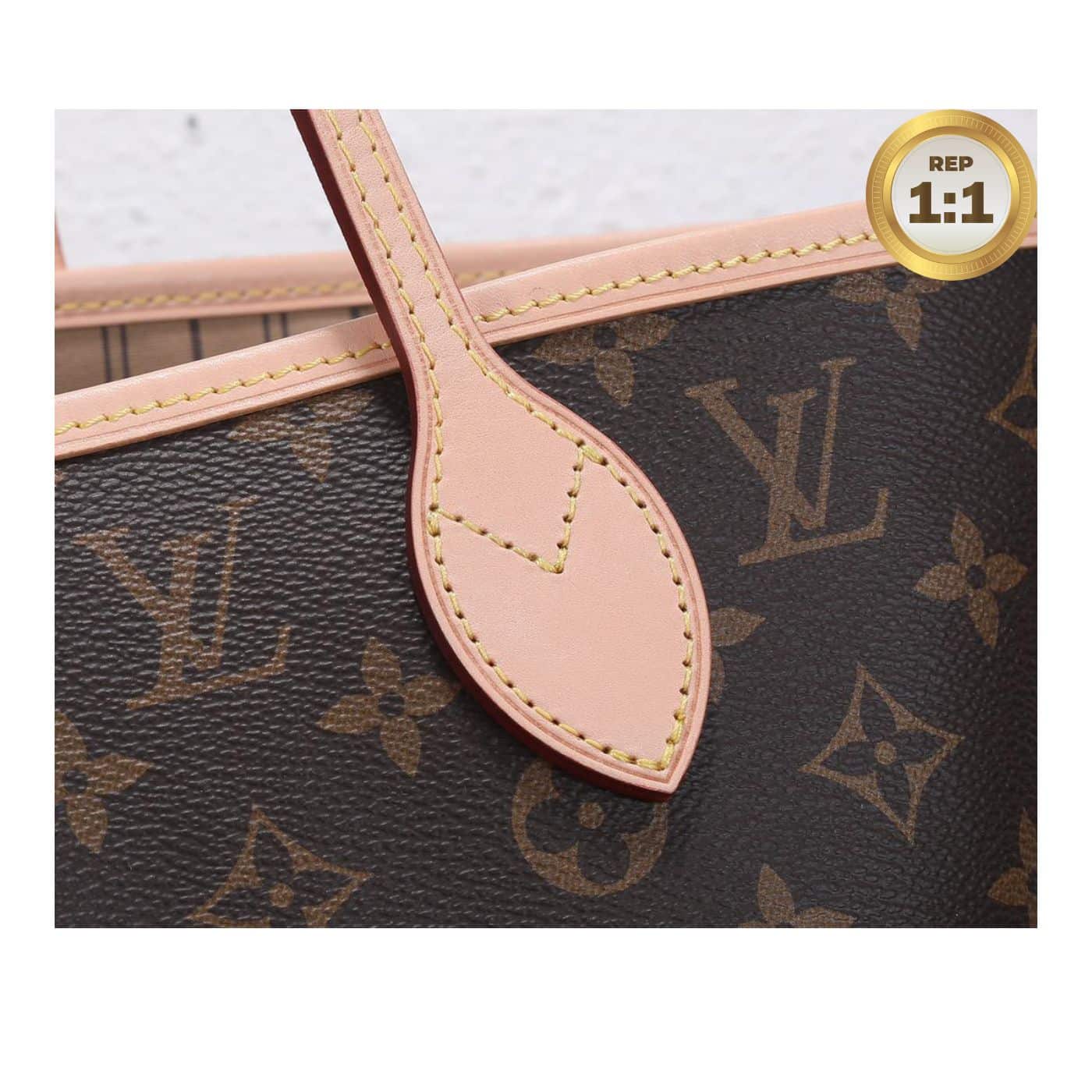 1:1 Replica Louis Vuitton Neverfull MM Tote Bag Monogram Canvas Brown For Women 12.6in/32cm LV M40995 - Image 7