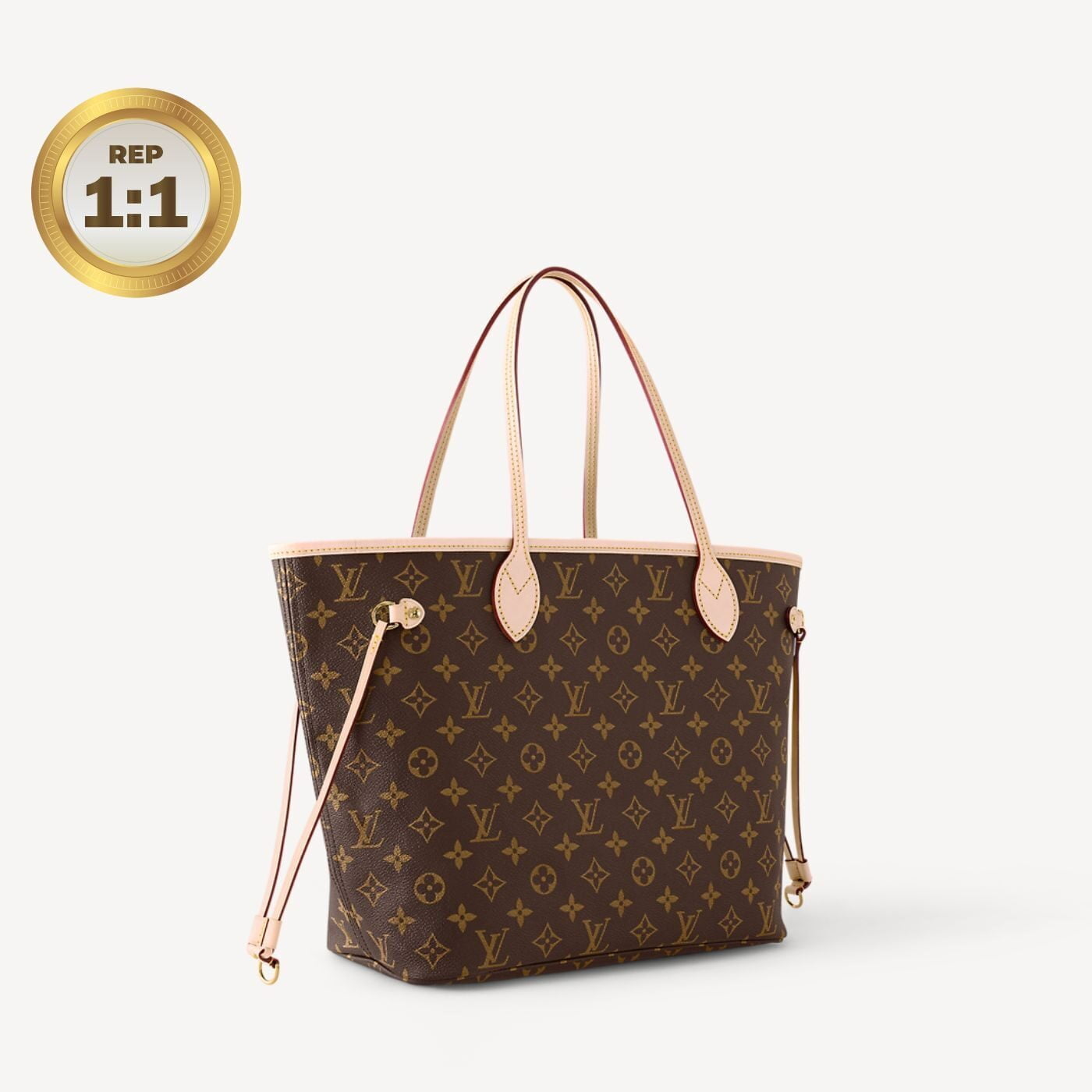 1:1 Replica Louis Vuitton Neverfull MM Tote Bag Monogram Canvas Brown For Women 12.6in/32cm LV M40995