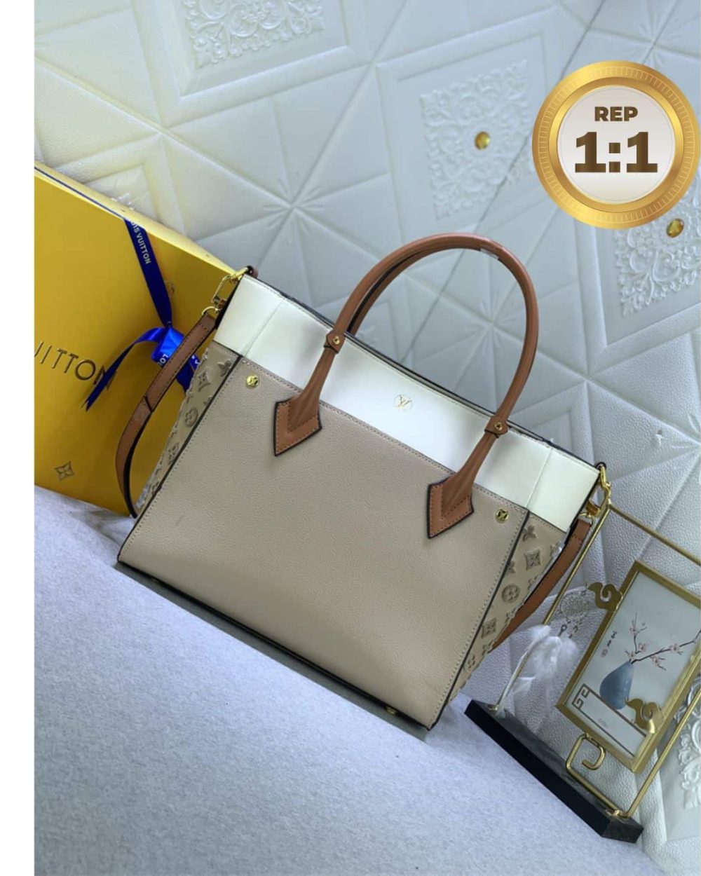 1:1 Replica Louis Vuitton On My Side MM Tote Bag Grey For Women 12in/31cm M53825
