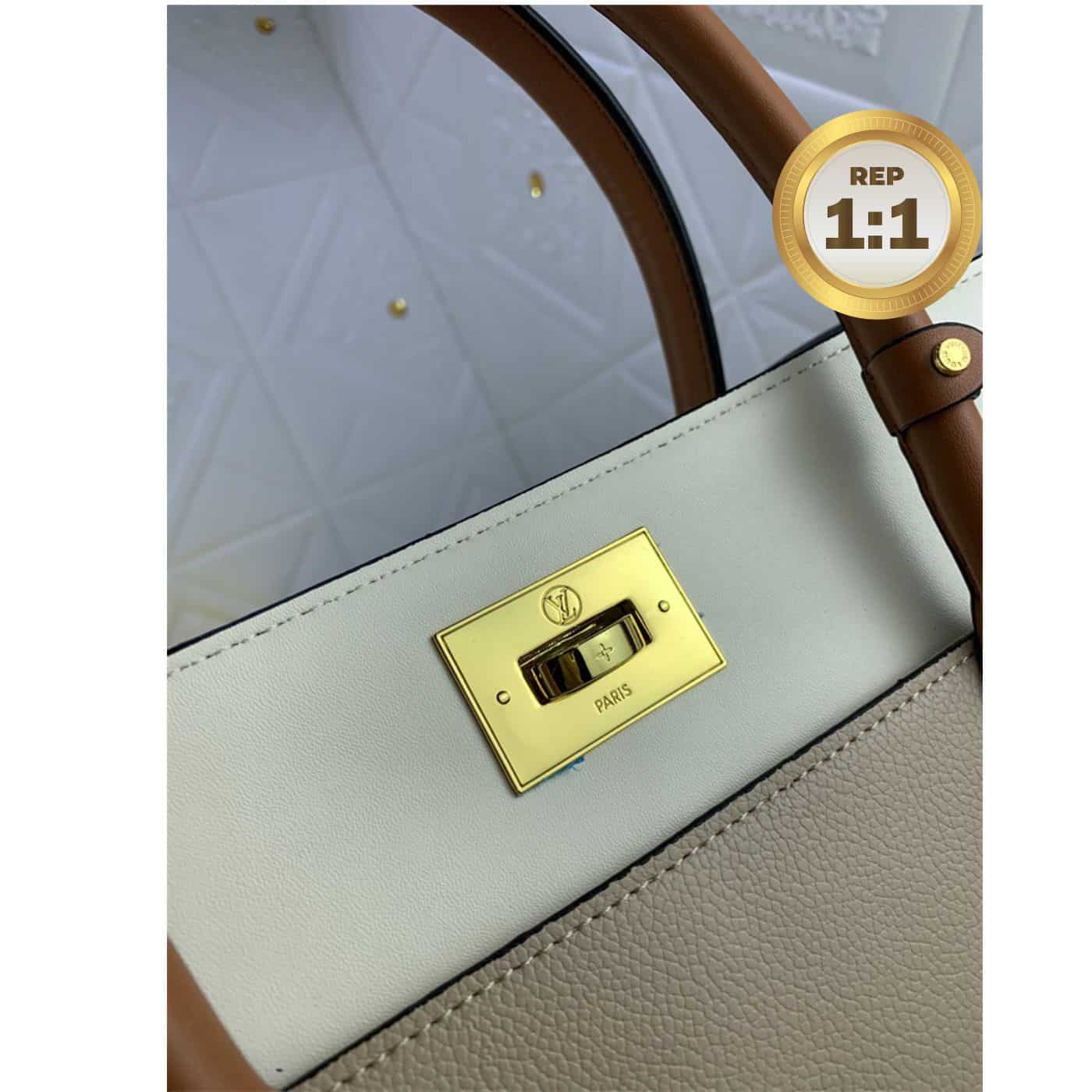 1:1 Replica Louis Vuitton On My Side MM Tote Bag Grey For Women 12in/31cm M53825 - Image 7