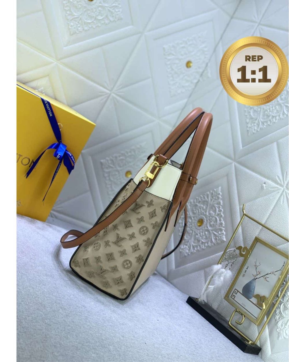 1:1 Replica Louis Vuitton On My Side MM Tote Bag Grey For Women 12in/31cm M53825