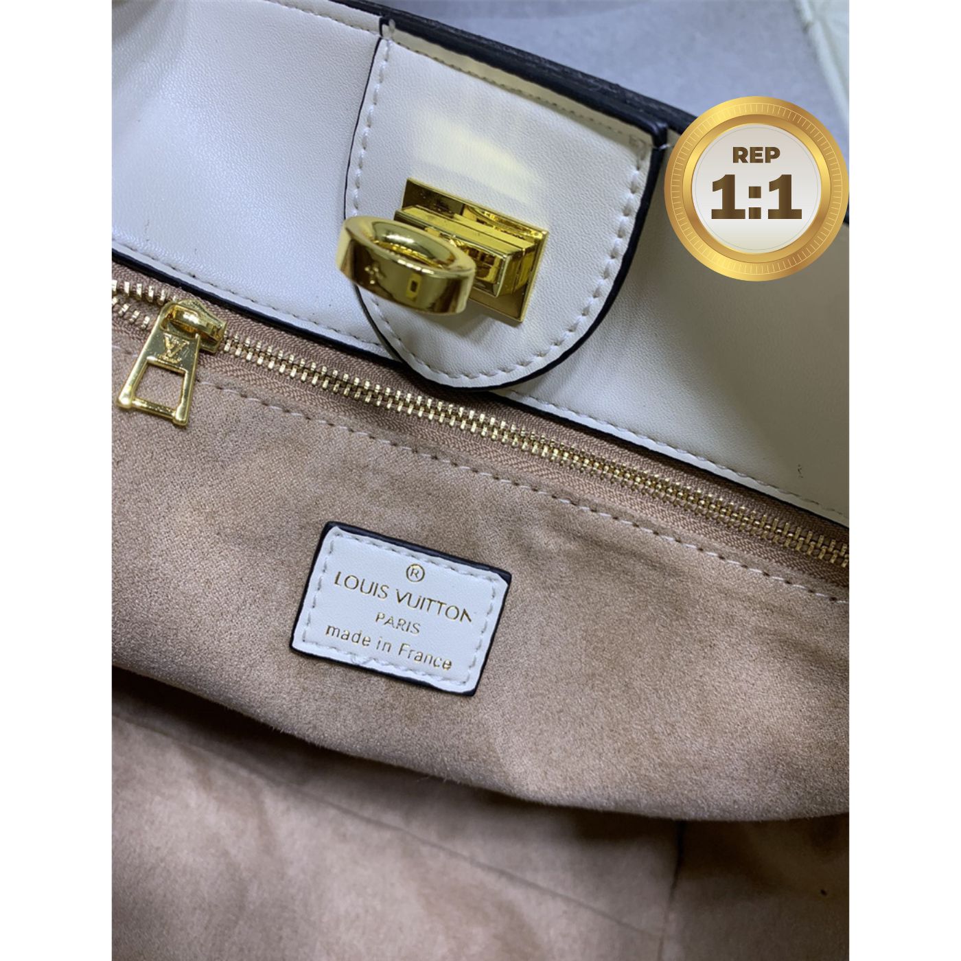 1:1 Replica Louis Vuitton On My Side MM Tote Bag Grey For Women 12in/31cm M53825 - Image 4