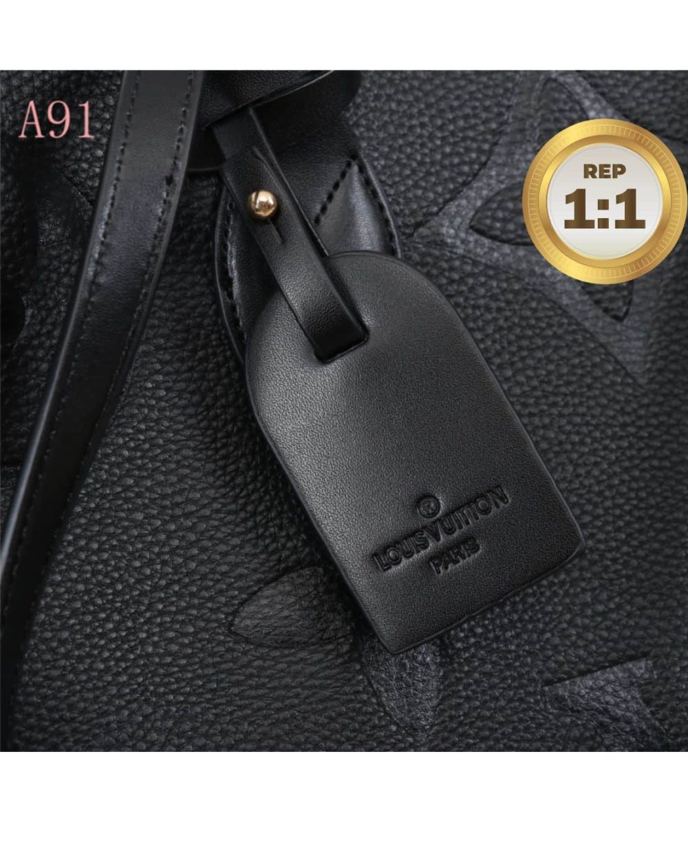 1:1 Replica Louis Vuitton Onthego MM Monogram Empreinte Tote Bag Black For Women 35cm LV M45595