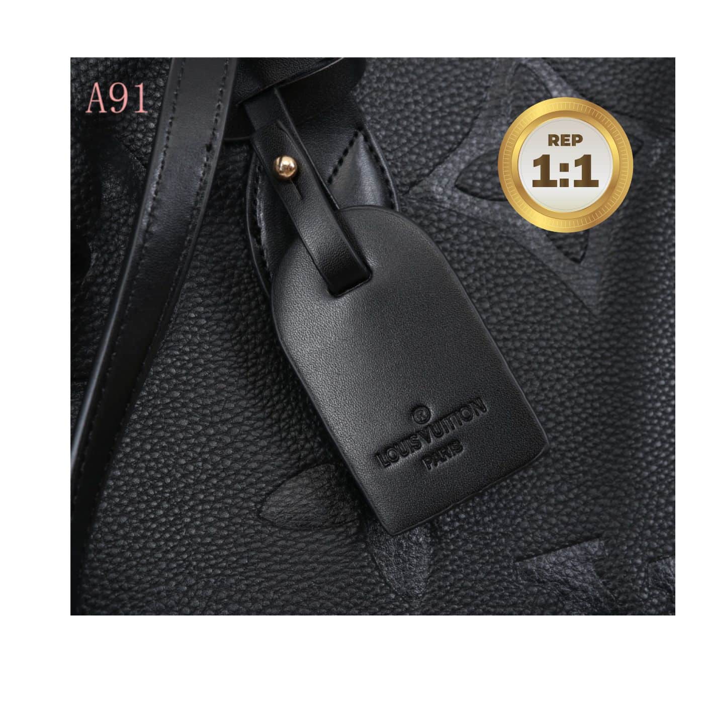 1:1 Replica Louis Vuitton Onthego MM Monogram Empreinte Tote Bag Black For Women 35cm LV M45595 - Image 3