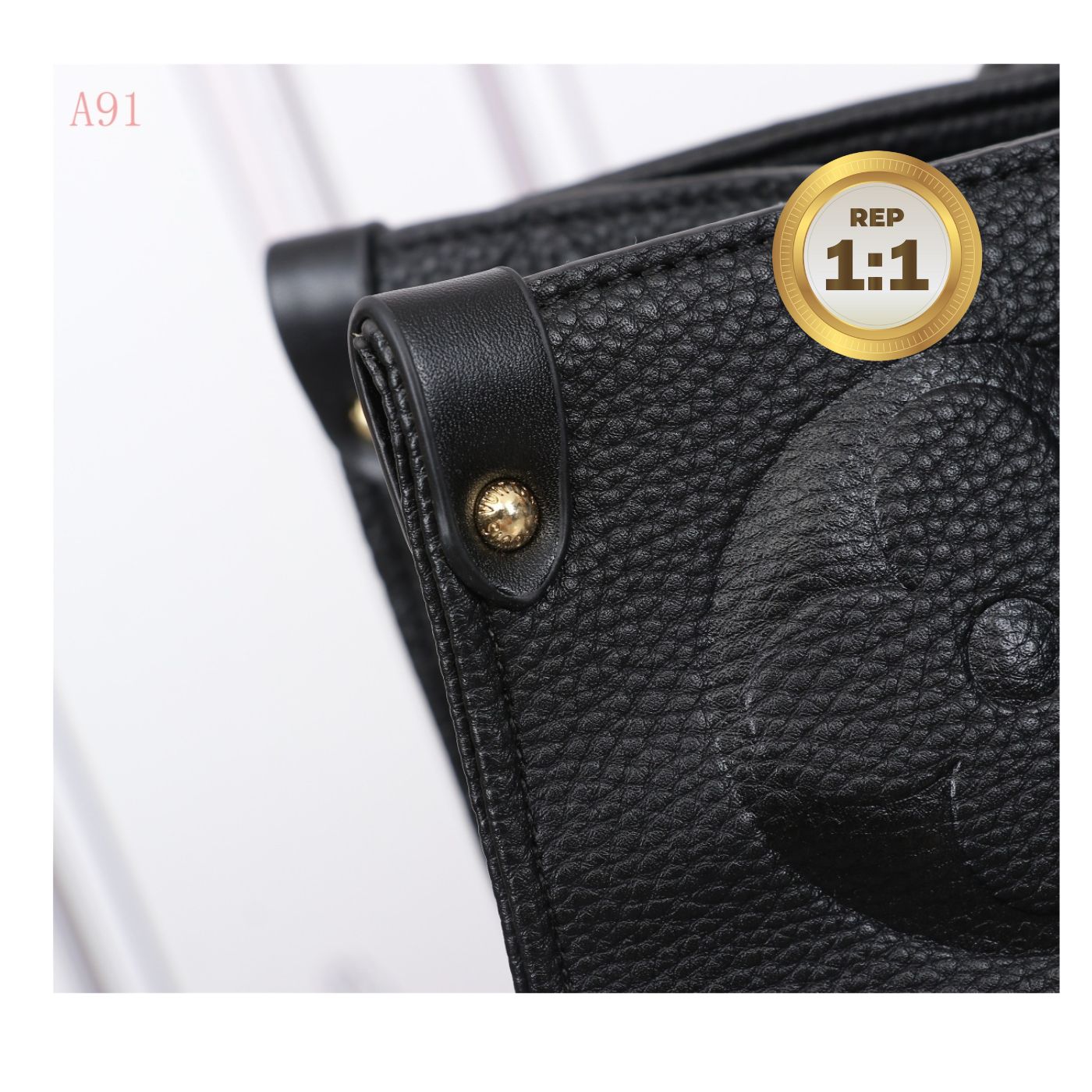 1:1 Replica Louis Vuitton Onthego MM Monogram Empreinte Tote Bag Black For Women 35cm LV M45595 - Image 7