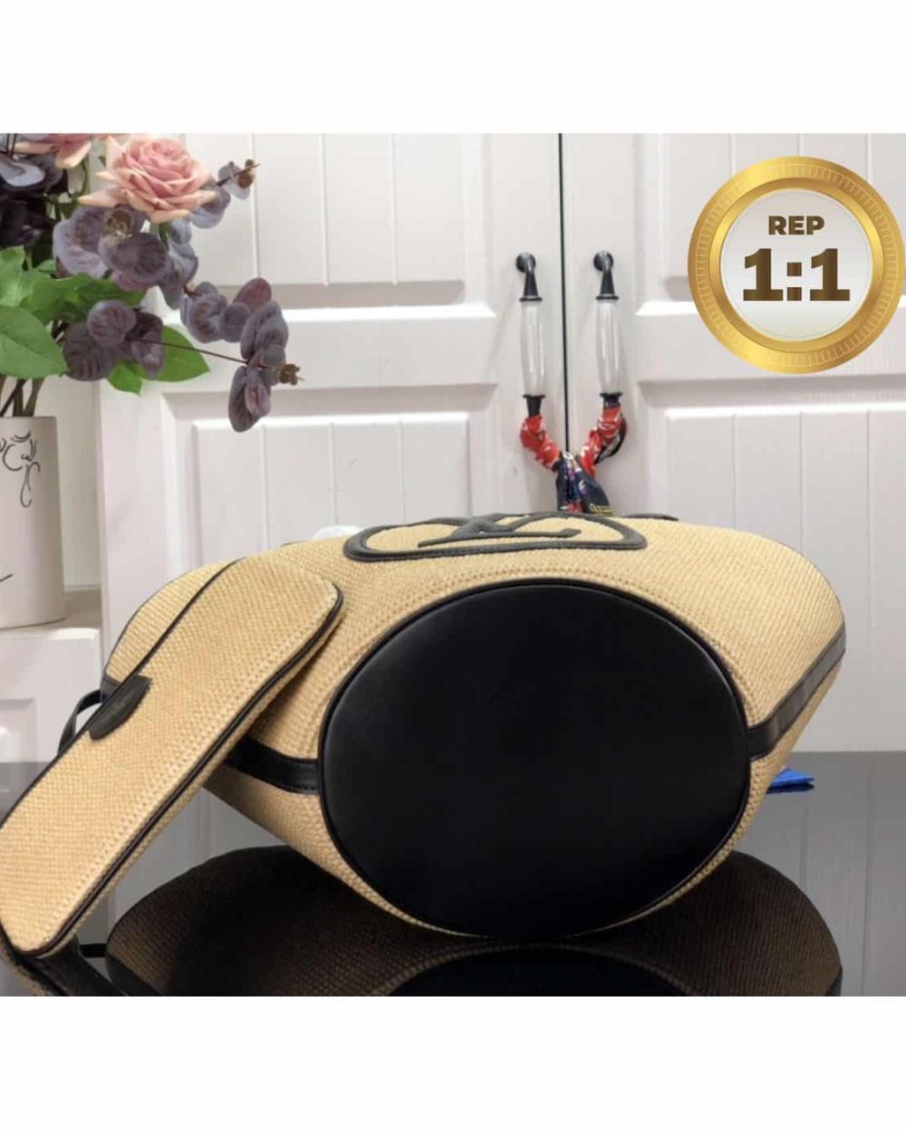 1:1 Replica Louis Vuitton Saint Jacques Raffia Black For Women 22.4in/57cm LV M59808