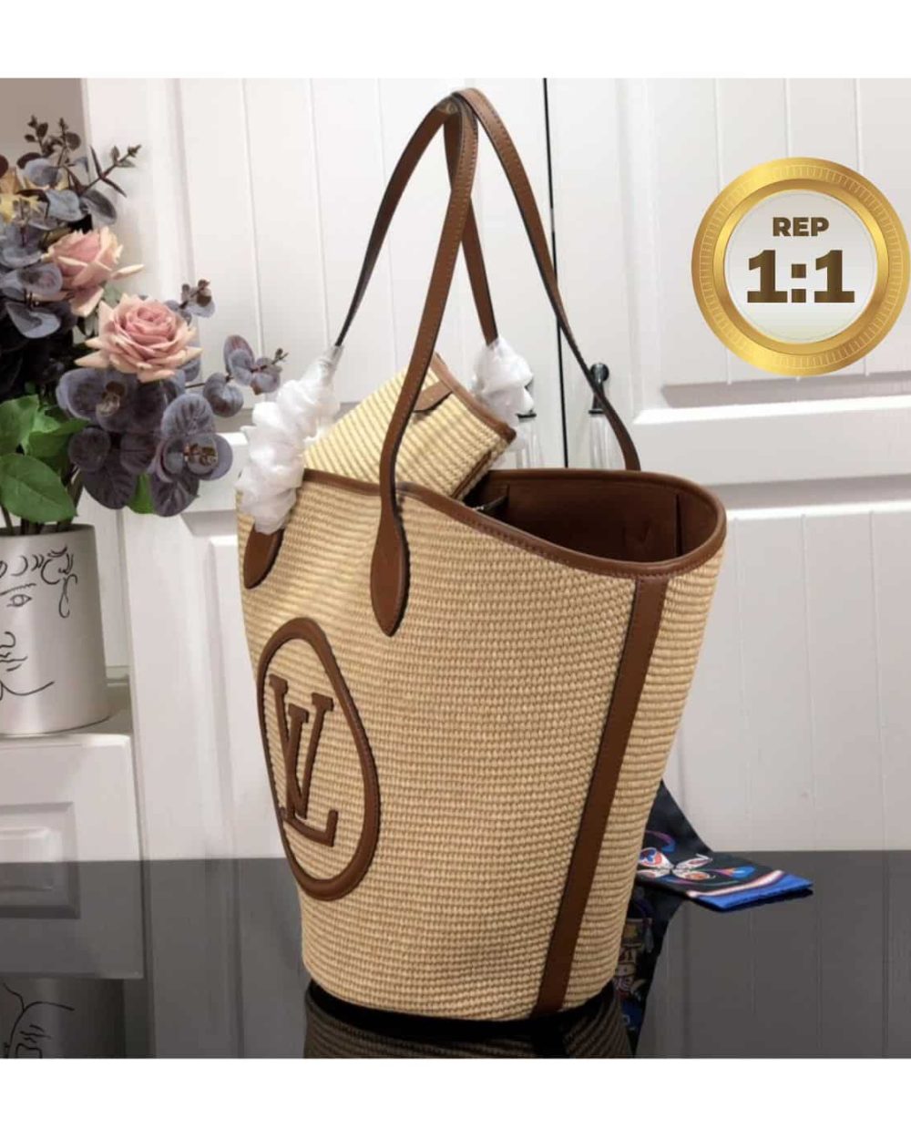 1:1 Replica Louis Vuitton Saint Jacques Raffia Brown For Women 22.4in/57cm LV M59963