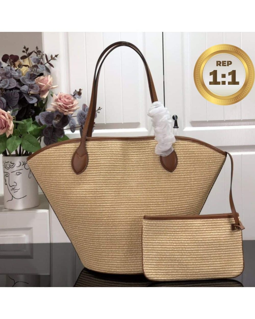 1:1 Replica Louis Vuitton Saint Jacques Raffia Brown For Women 22.4in/57cm LV M59963