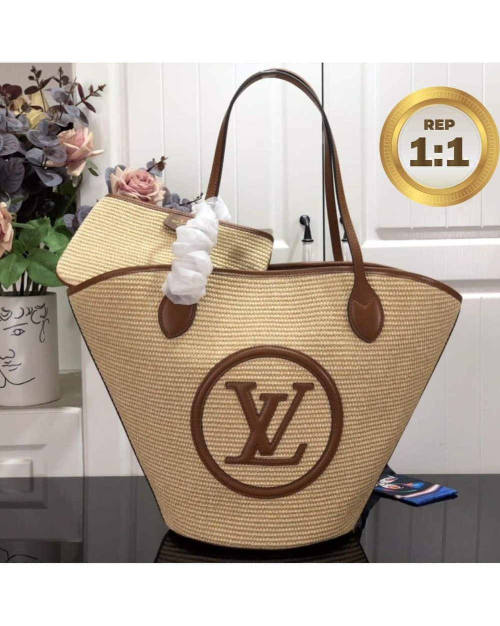 1:1 Replica Louis Vuitton Saint Jacques Raffia Brown For Women 22.4in/57cm LV M59963