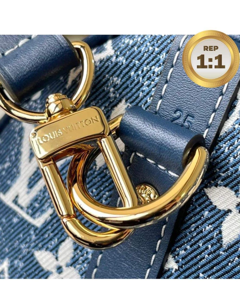 1:1 Replica Louis Vuitton Speedy Bandouliere 25 Monogram Denim Jacquard Navy Blue 9.8in/25cm LV M59609