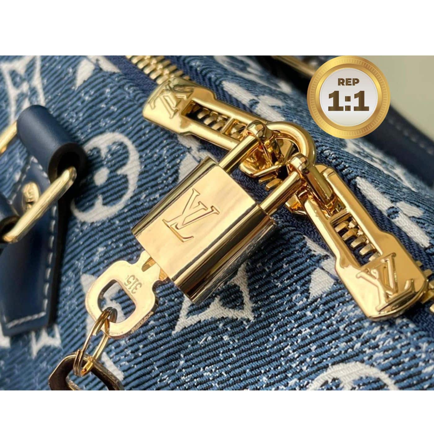 1:1 Replica Louis Vuitton Speedy Bandouliere 25 Monogram Denim Jacquard Navy Blue 9.8in/25cm LV M59609 - Image 3