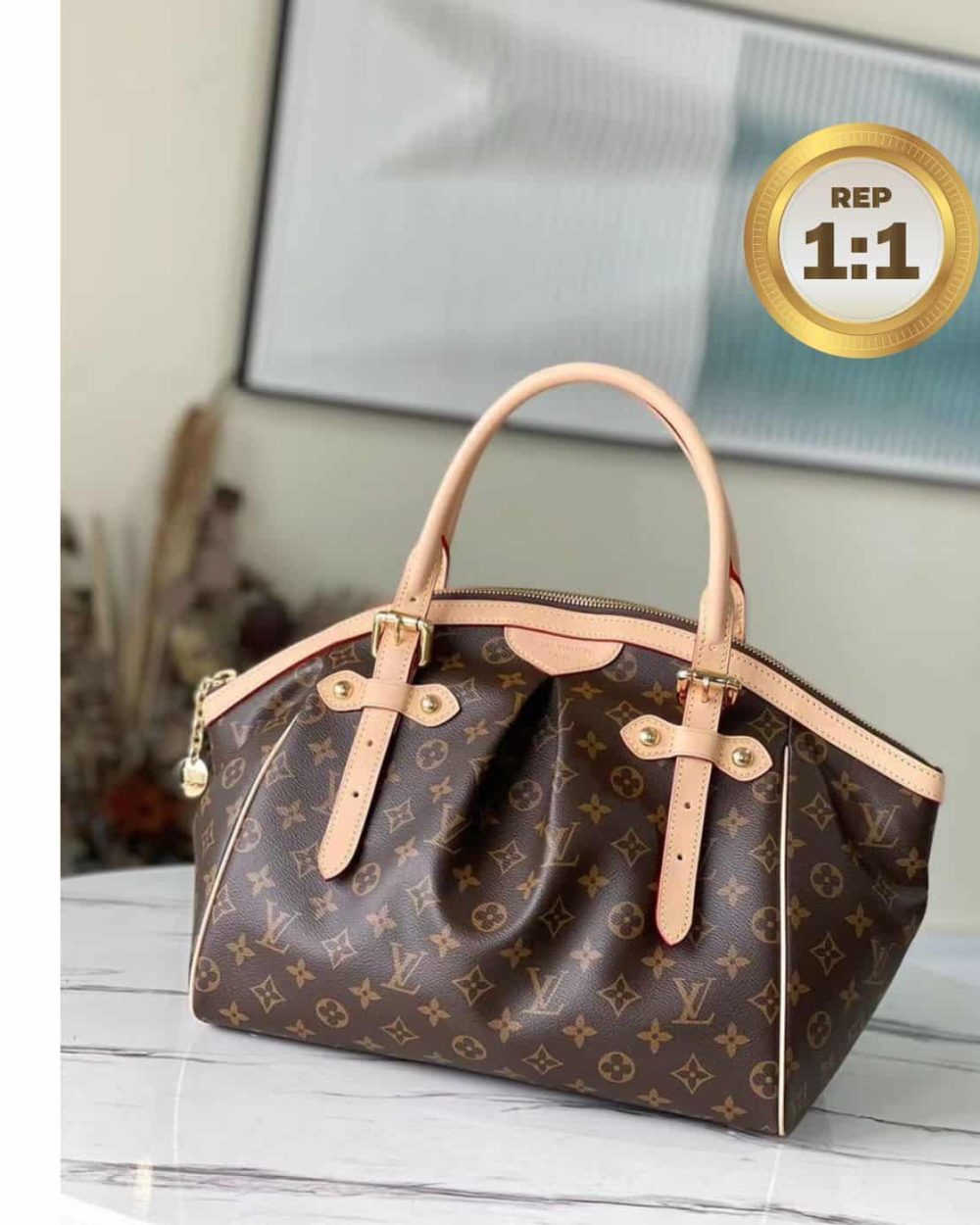 1:1 Replica Louis Vuitton Tivoli PM Bag Monogram Canvas Brown 14.2in/36cm For Women LV M40143