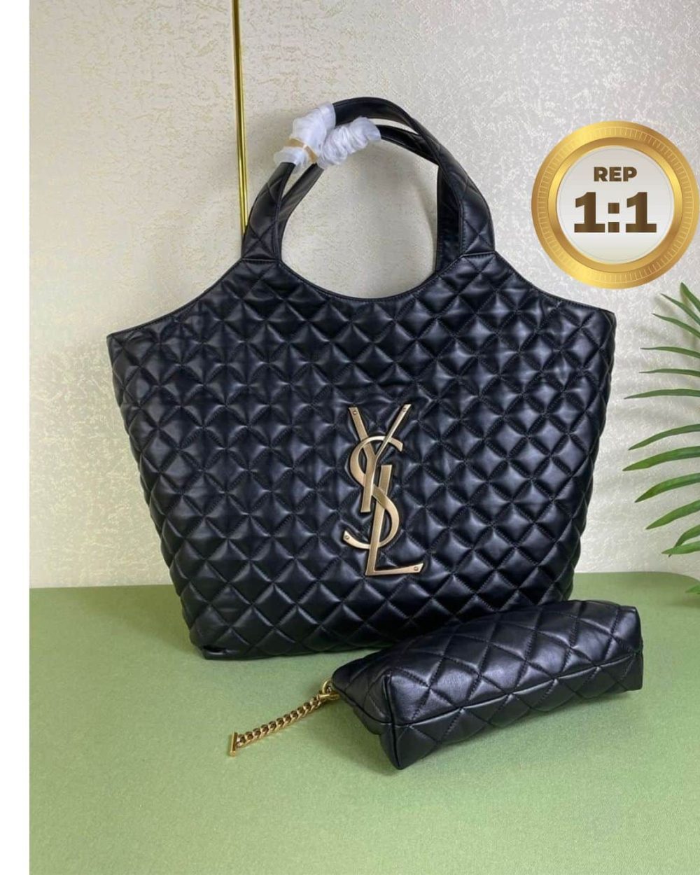 1:1 Replica Saint Laurent Icare Maxi Shopping Bag Black For Women 16.9in/43cm 698651AAANG1000