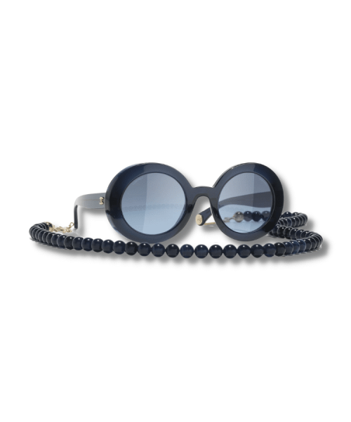 [REP 1:1] Round Sunglasses Dark Blue And Gold For Women A71512 X08101 S0312