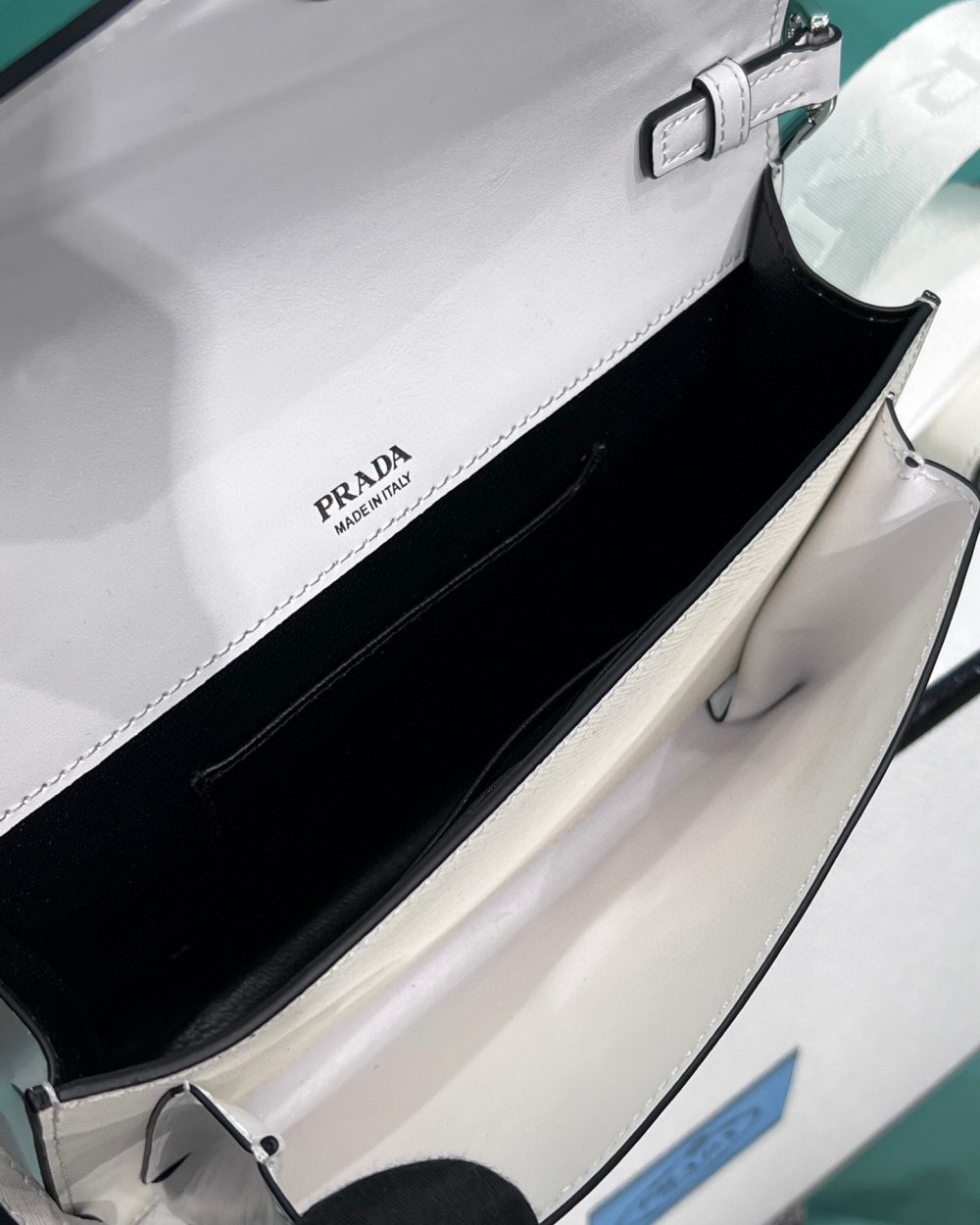 Saffiano Mini Envelope Bag In White For Women 7.8 in/ 20cm 1BP020_2EVU_F0009_V_N2O