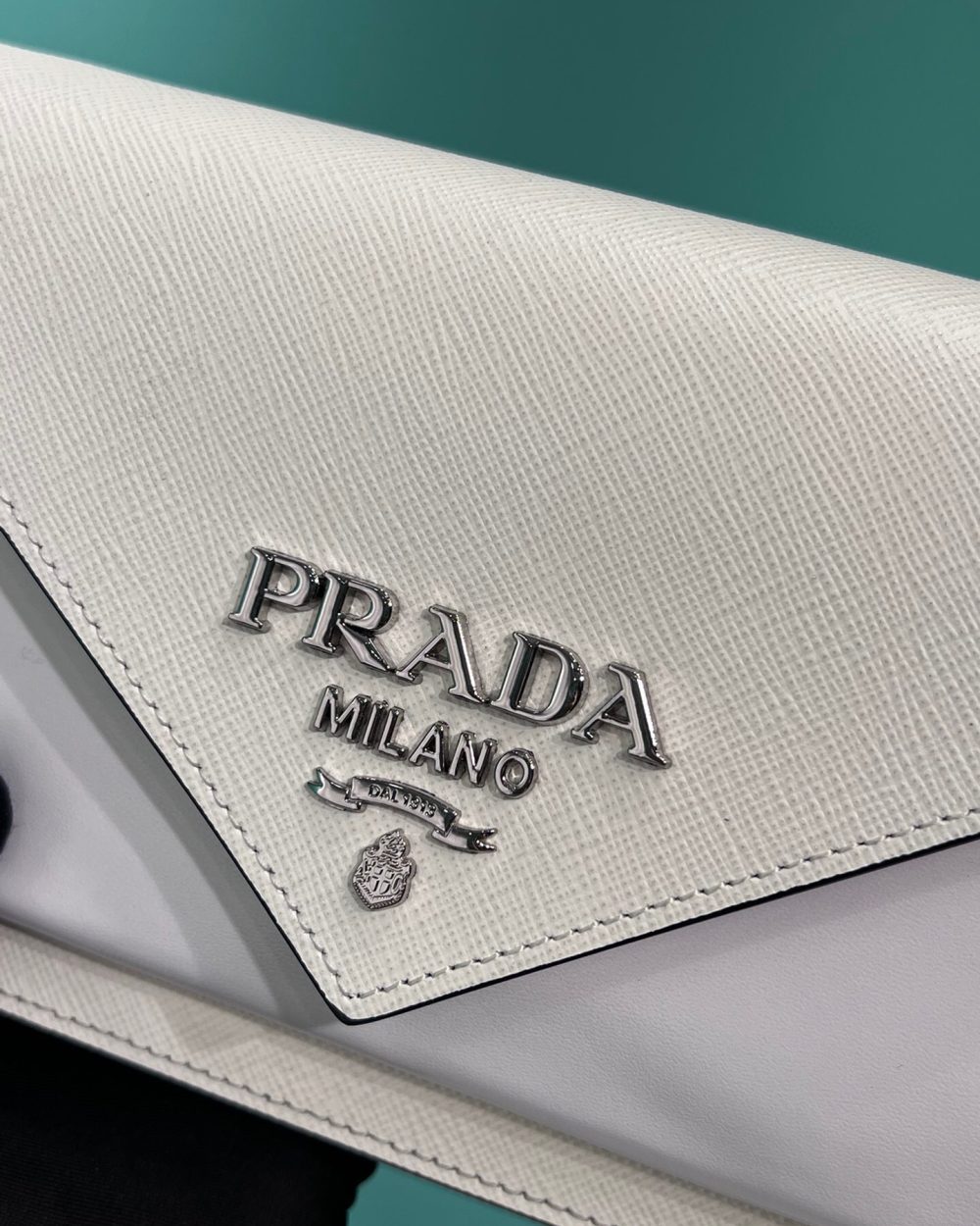 Saffiano Mini Envelope Bag In White For Women 7.8 in/ 20cm 1BP020_2EVU_F0009_V_N2O