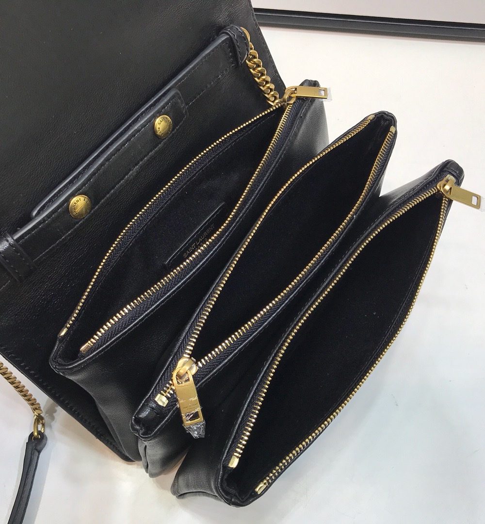 [REP 1:1] Saint Laurent Angie Patent Handbag Black For Women 8.6in/22cm YSL