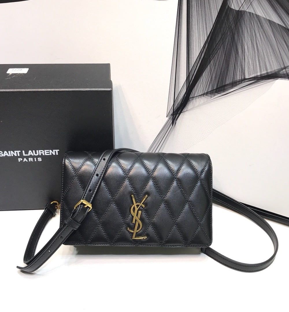 [REP 1:1] Saint Laurent Angie Patent Handbag Black For Women 8.6in/22cm YSL