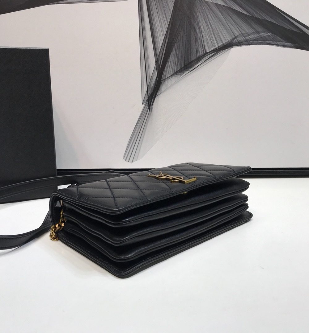 [REP 1:1] Saint Laurent Angie Patent Handbag Black For Women 8.6in/22cm YSL