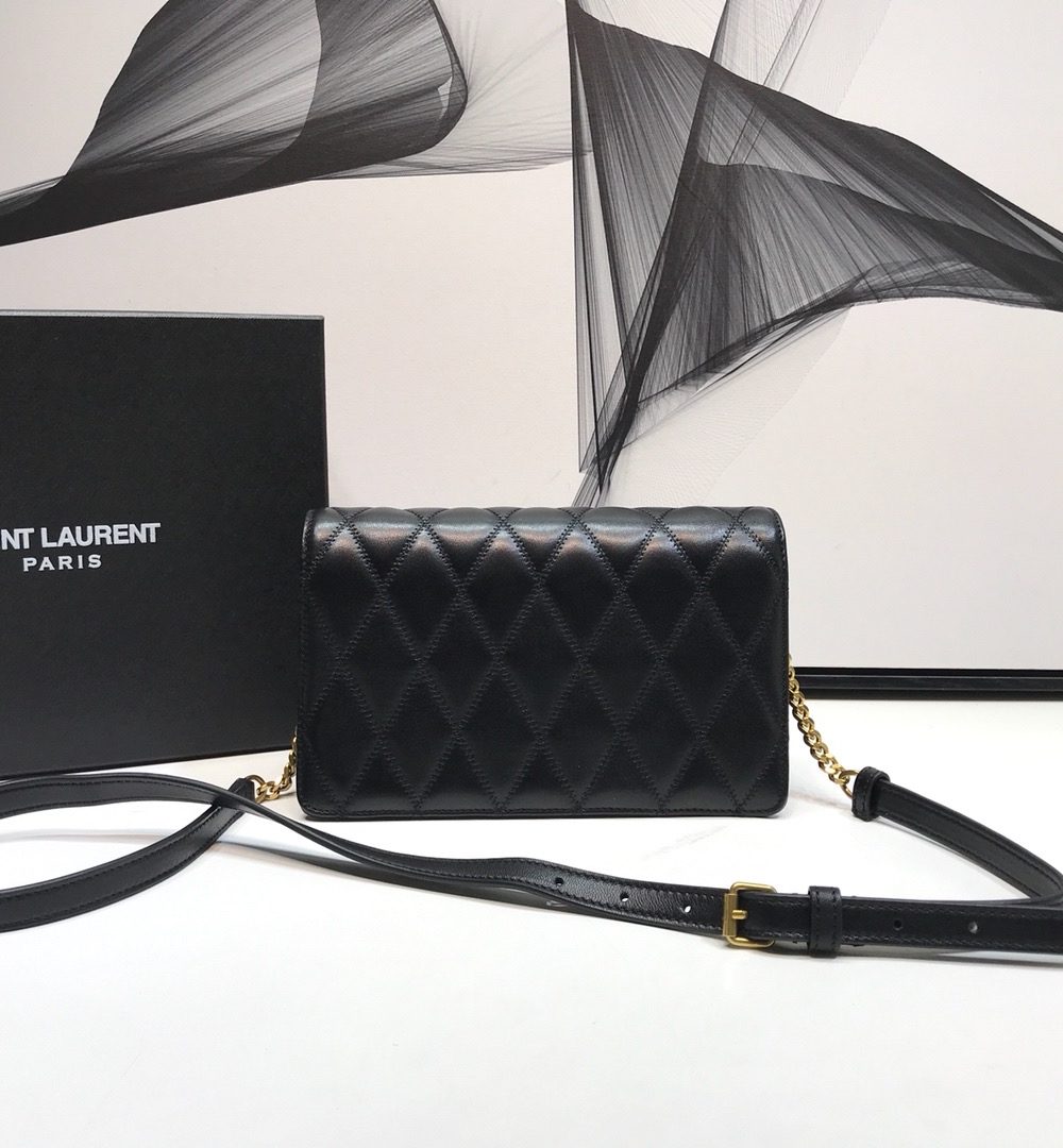 [REP 1:1] Saint Laurent Angie Patent Handbag Black For Women 8.6in/22cm YSL