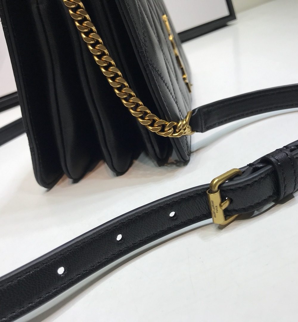 [REP 1:1] Saint Laurent Angie Patent Handbag Black For Women 8.6in/22cm YSL