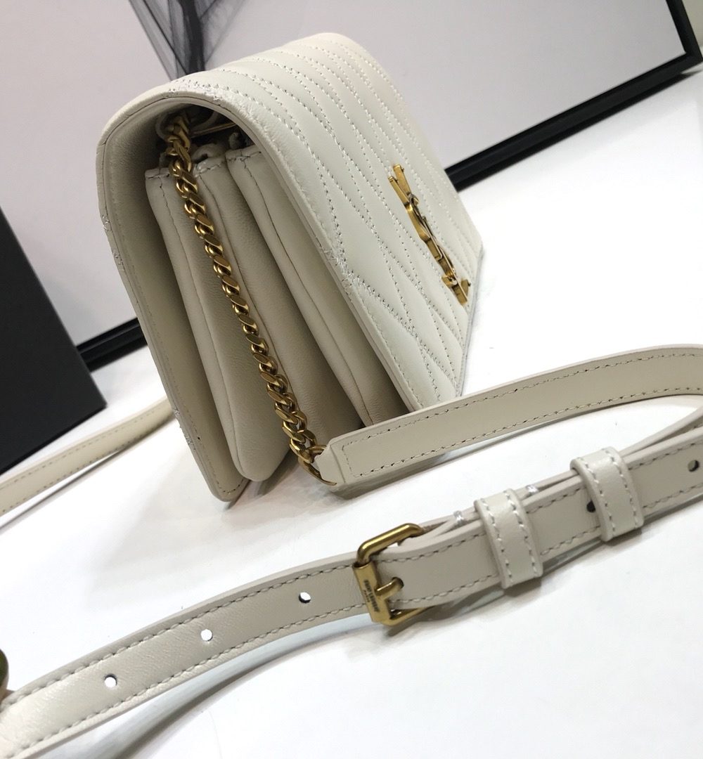 [REP 1:1] Saint Laurent Angie Patent Handbag White For Women 8.6in/22cm YSL