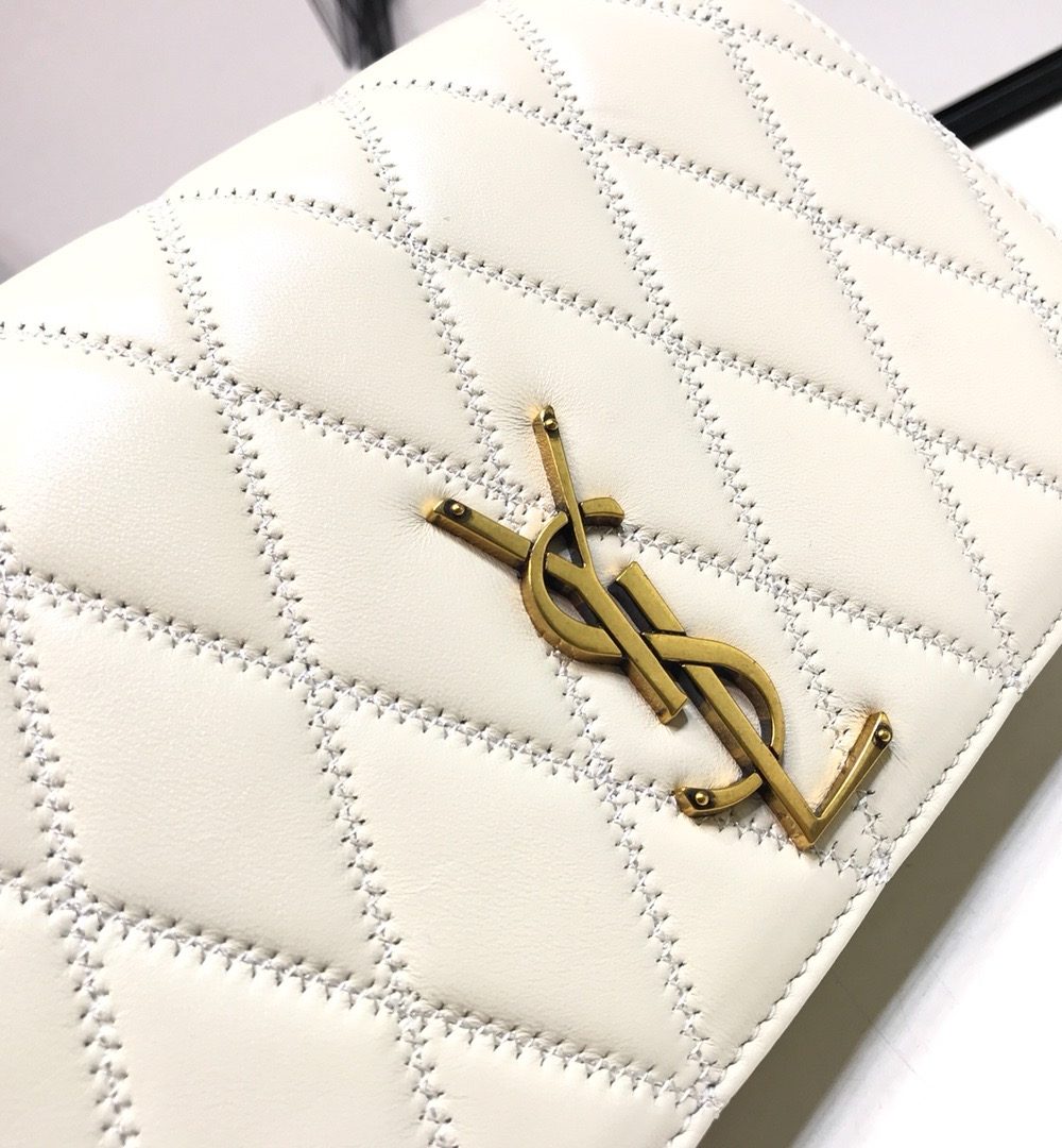 [REP 1:1] Saint Laurent Angie Patent Handbag White For Women 8.6in/22cm YSL