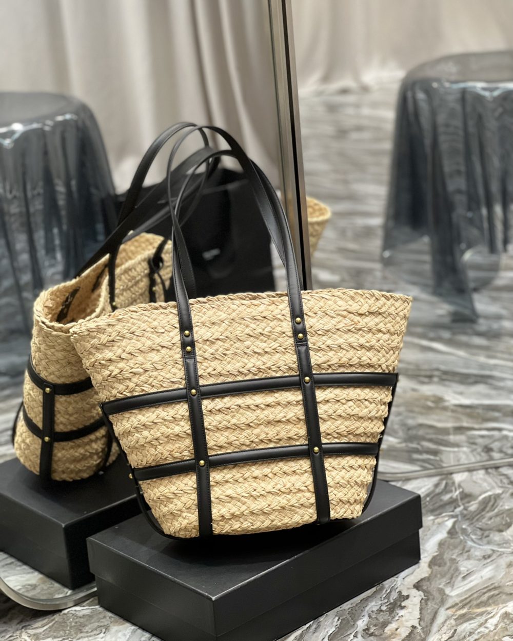 [REP 1:1] Saint Laurent Beatrix Panier Cut Out Beige For Women, Women's Bags 16.9in/43cm YSL