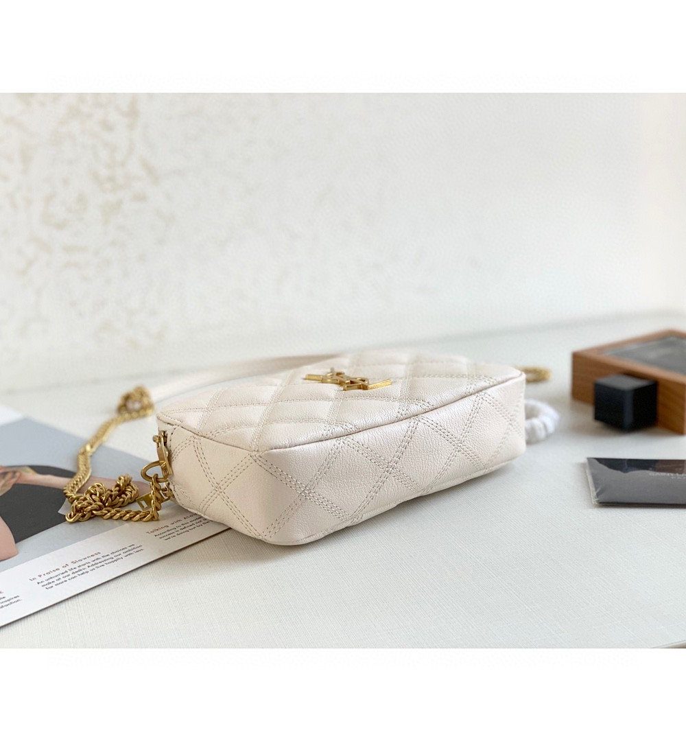 [REP 1:1] Saint Laurent Becky Crossbody Bag White For Women 7in/18cm YSL P00555149