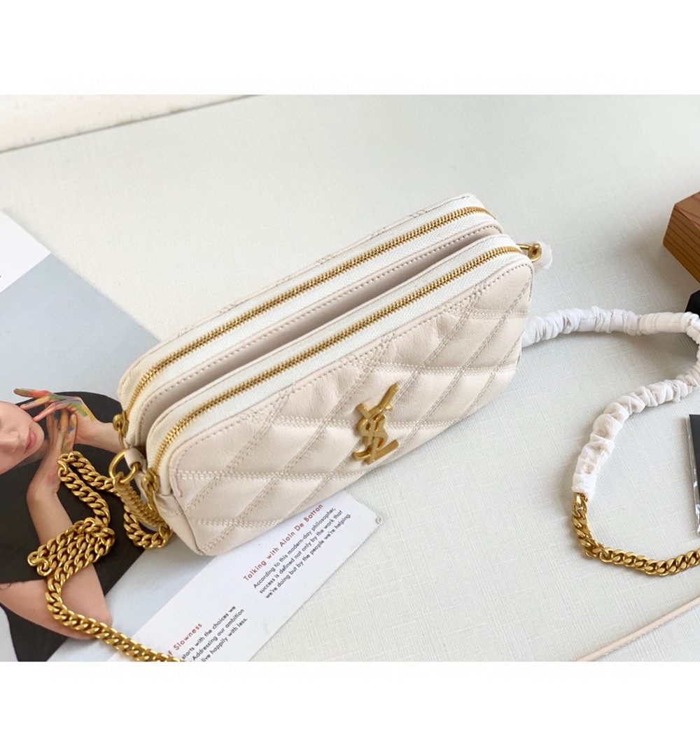 [REP 1:1] Saint Laurent Becky Crossbody Bag White For Women 7in/18cm YSL P00555149