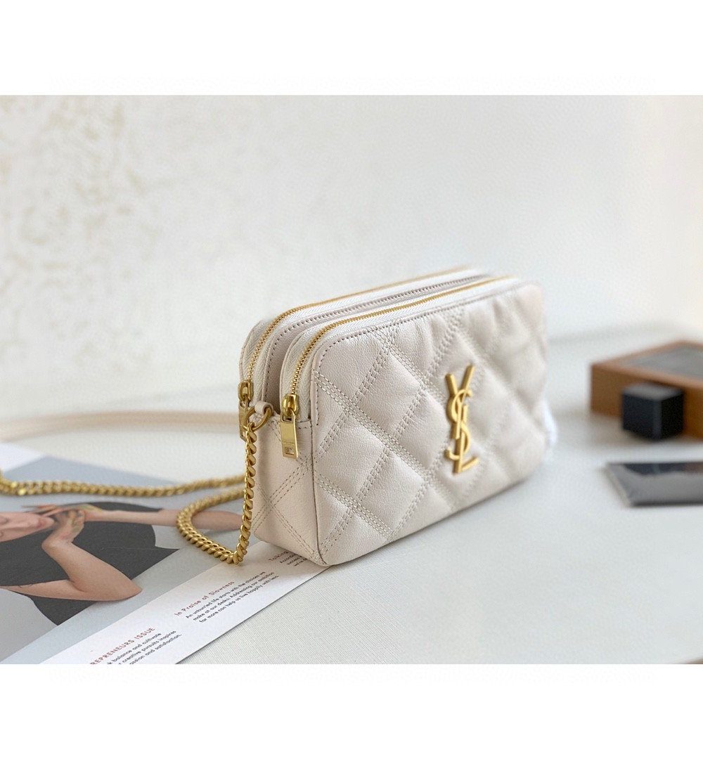 [REP 1:1] Saint Laurent Becky Crossbody Bag White For Women 7in/18cm YSL P00555149