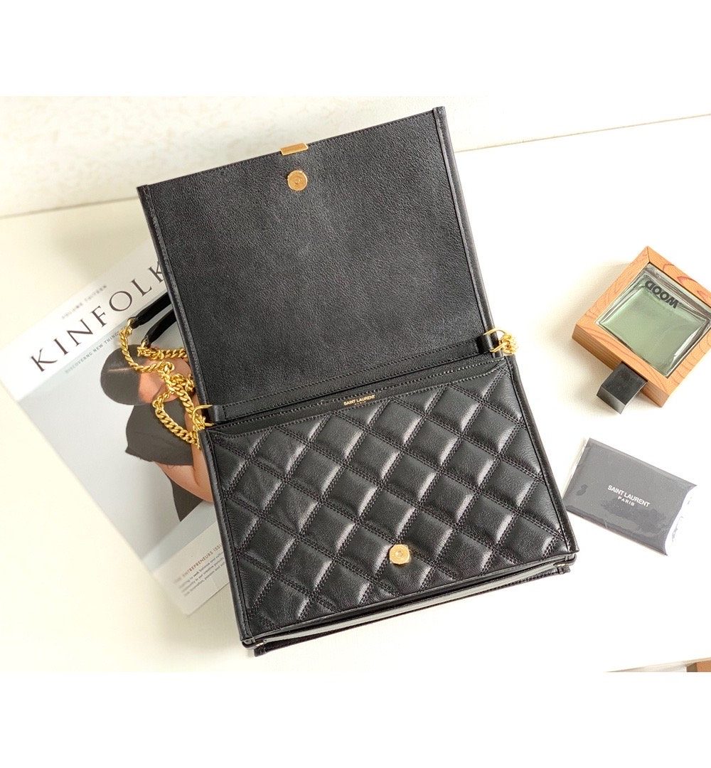 [REP 1:1] Saint Laurent Becky Small Shoulder Bag Black For Women 10.5in/27cm YSL P00420101