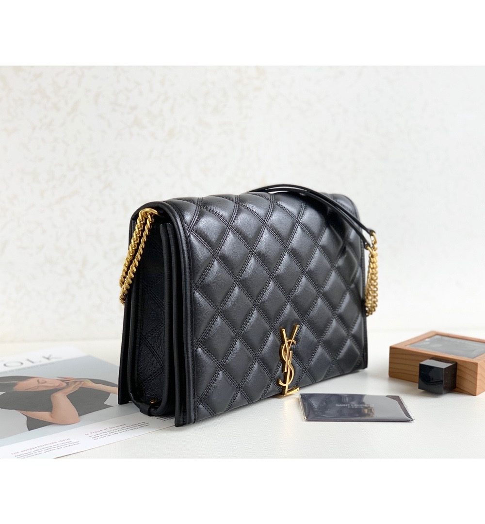 [REP 1:1] Saint Laurent Becky Small Shoulder Bag Black For Women 10.5in/27cm YSL P00420101