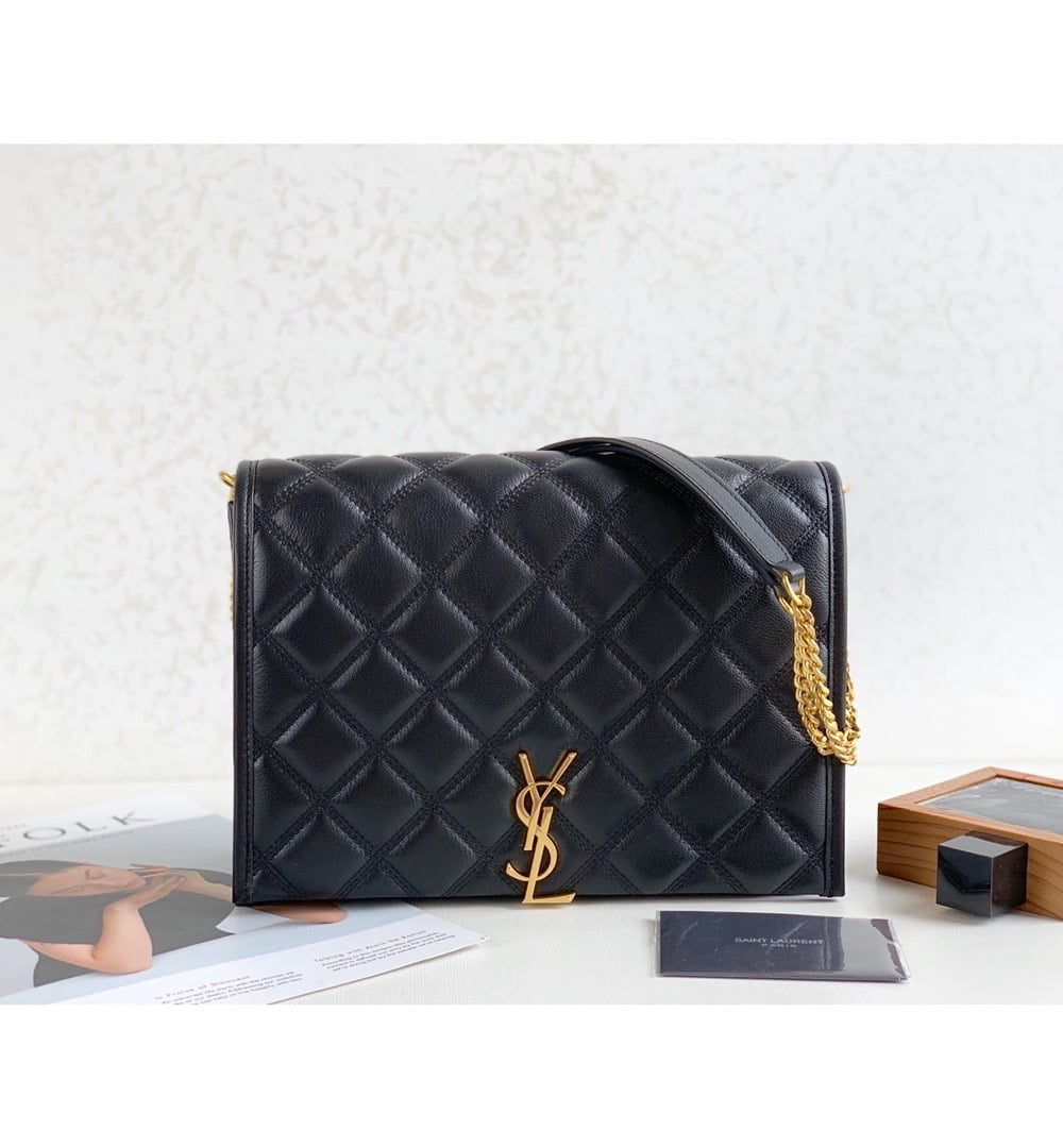 [REP 1:1] Saint Laurent Becky Small Shoulder Bag Black For Women 10.5in/27cm YSL P00420101