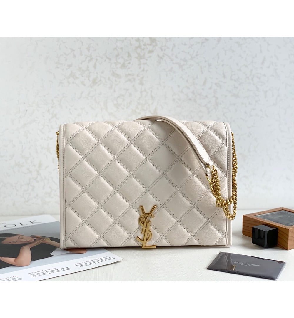 [REP 1:1] Saint Laurent Becky Small Shoulder Bag White For Women 10.5in/27cm YSL