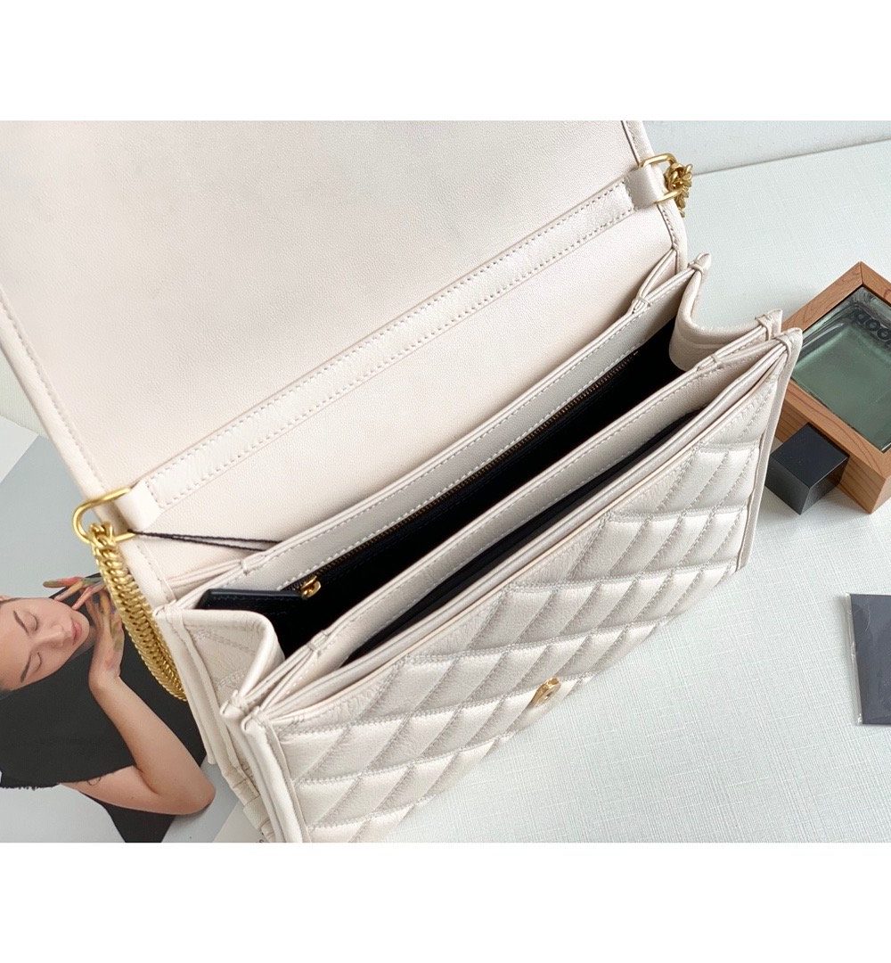 [REP 1:1] Saint Laurent Becky Small Shoulder Bag White For Women 10.5in/27cm YSL