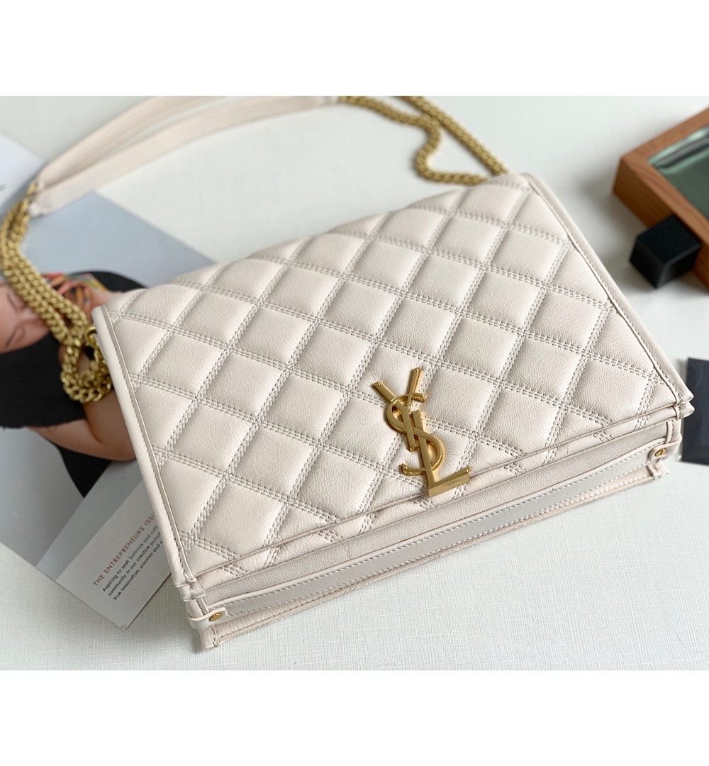 [REP 1:1] Saint Laurent Becky Small Shoulder Bag White For Women 10.5in/27cm YSL
