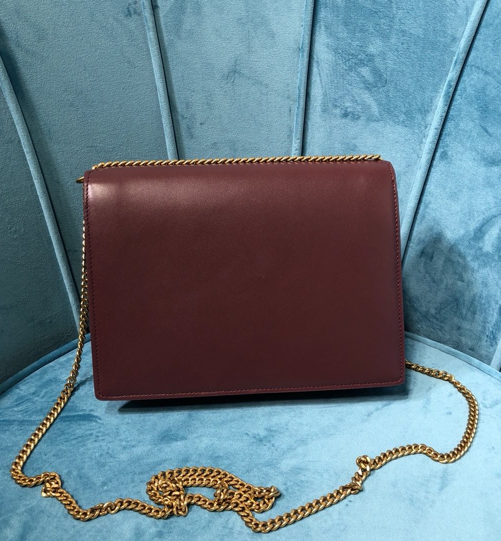 [REP 1:1] Saint Laurent Cassandra Medium Chain Bag Burgundy For Women 8.7in/22cm YSL 532750BOW0W6008