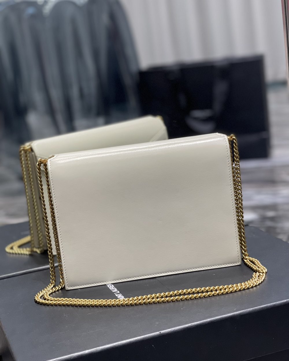 [REP 1:1] Saint Laurent Cassandra Medium Chain Bag White In Grain De Poudre Embossed For Women 8.6in/22cm YSL 532750BOW0W9207