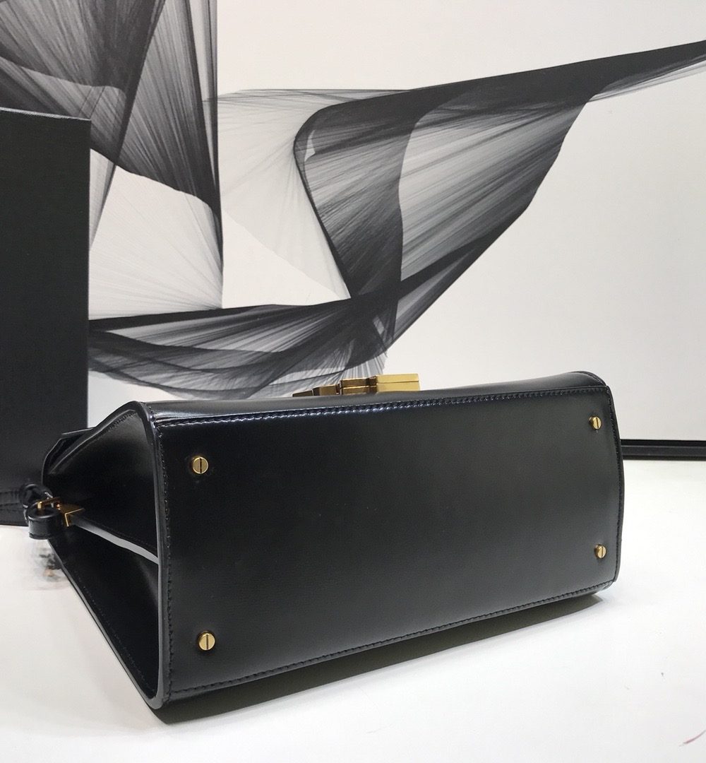 [REP 1:1] Saint Laurent Cassandra Medium Top Handle Bag In Grain Black For Women 9.6in/24.5cm YSL 623931BOW0W1000