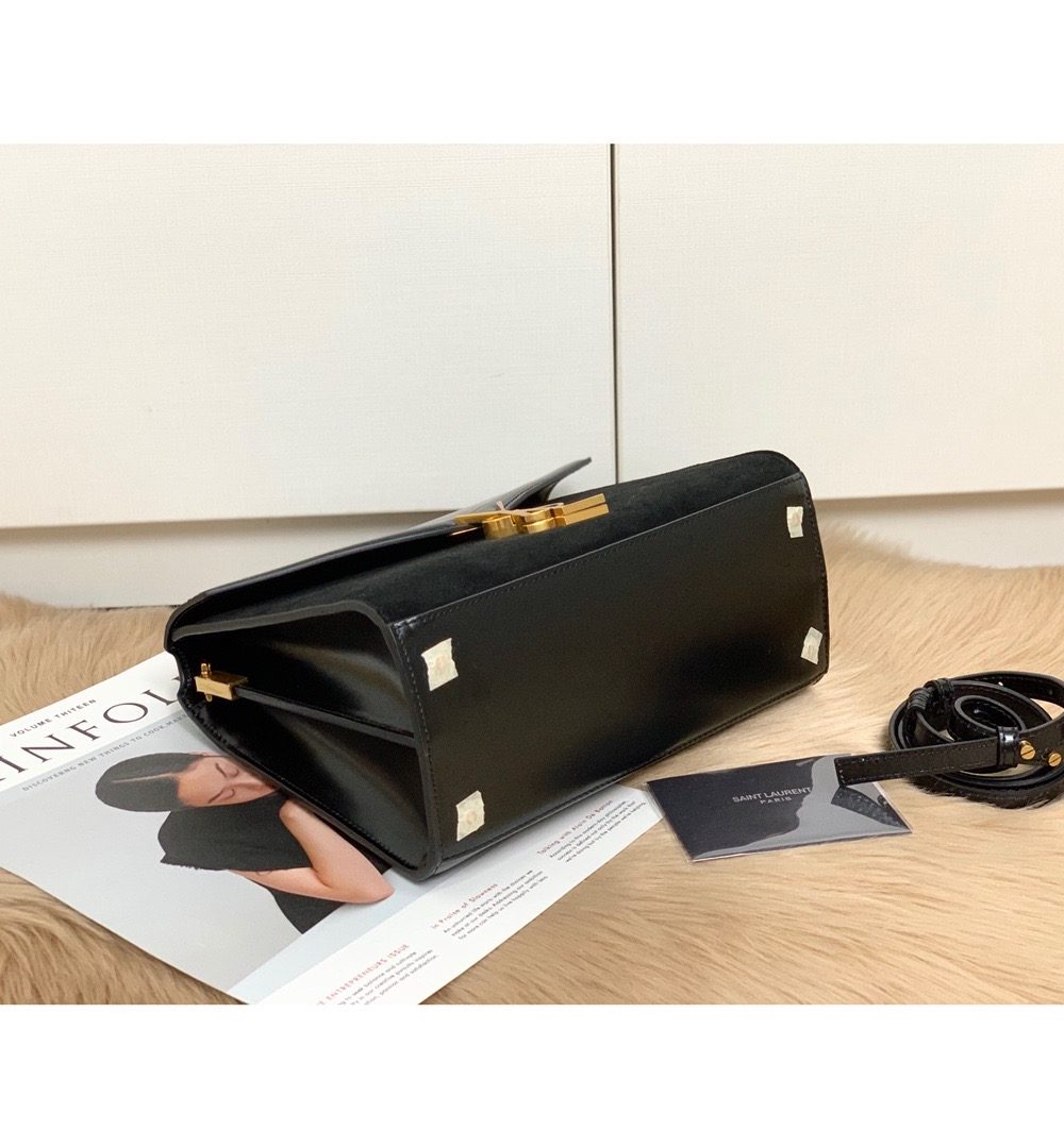 [REP 1:1] Saint Laurent Cassandra Medium Top Handle Bag In Grain Black For Women 9.6in/24.5cm YSL 623931BOW0W1000