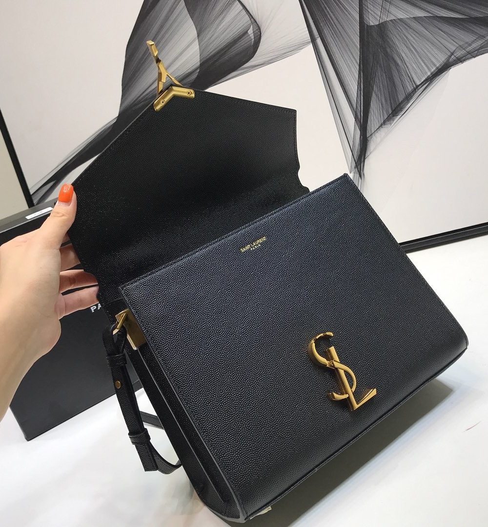 [REP 1:1] Saint Laurent Cassandra Medium Top Handle Bag In Grain Black For Women 9.6in/24.5cm YSL