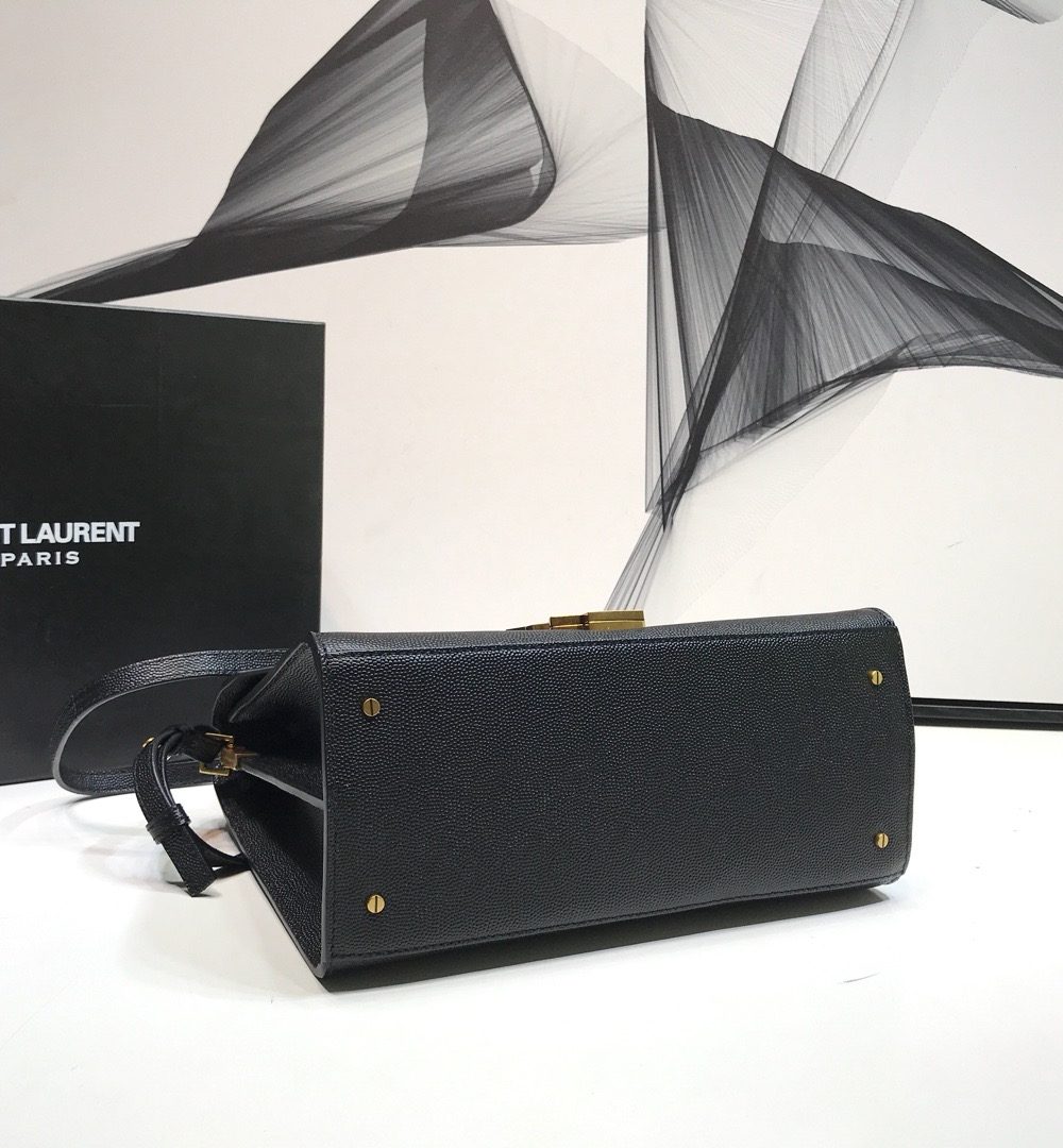 [REP 1:1] Saint Laurent Cassandra Medium Top Handle Bag In Grain Black For Women 9.6in/24.5cm YSL