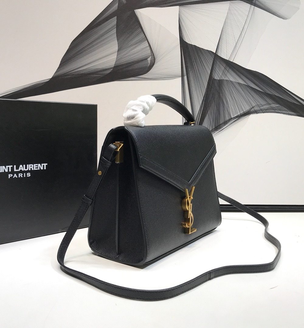 [REP 1:1] Saint Laurent Cassandra Medium Top Handle Bag In Grain Black For Women 9.6in/24.5cm YSL